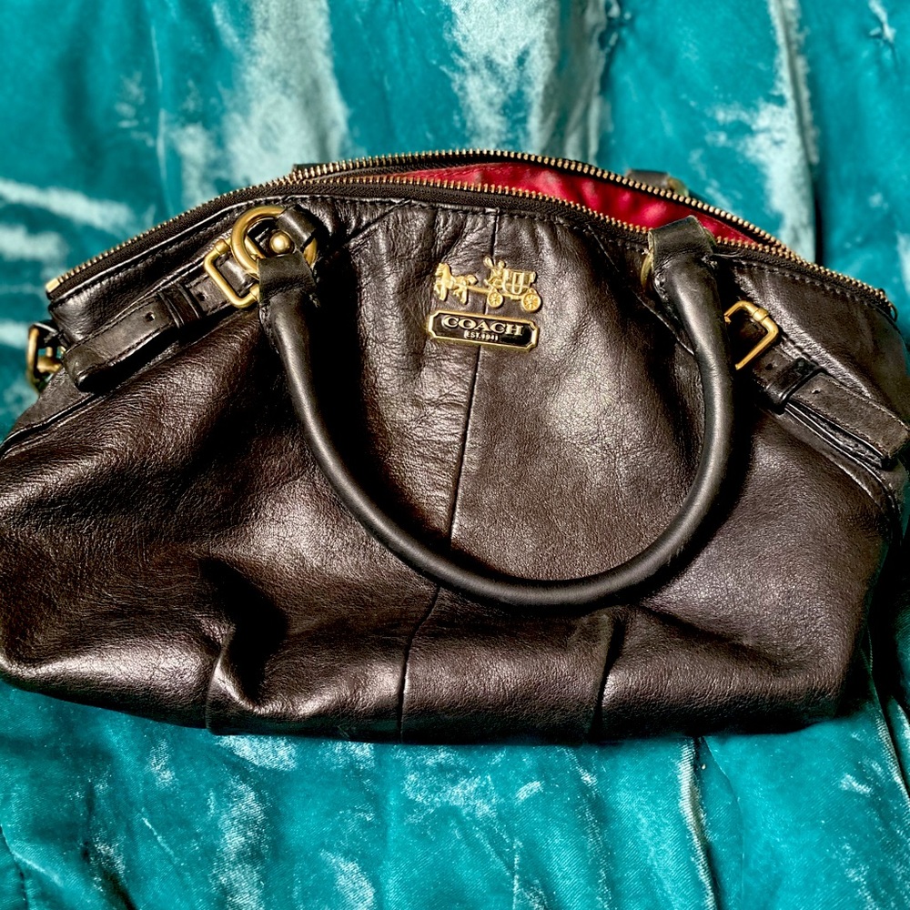 Black Leather Coach Handbag